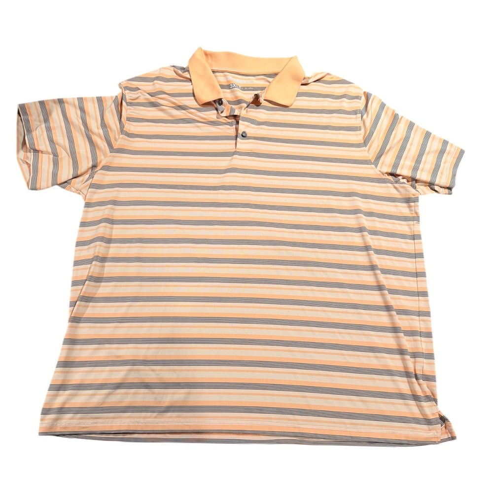 Reebok Golf‎ Polo Shirt Mens 3XLT Big & Tall Orange Gray Striped Great Condition